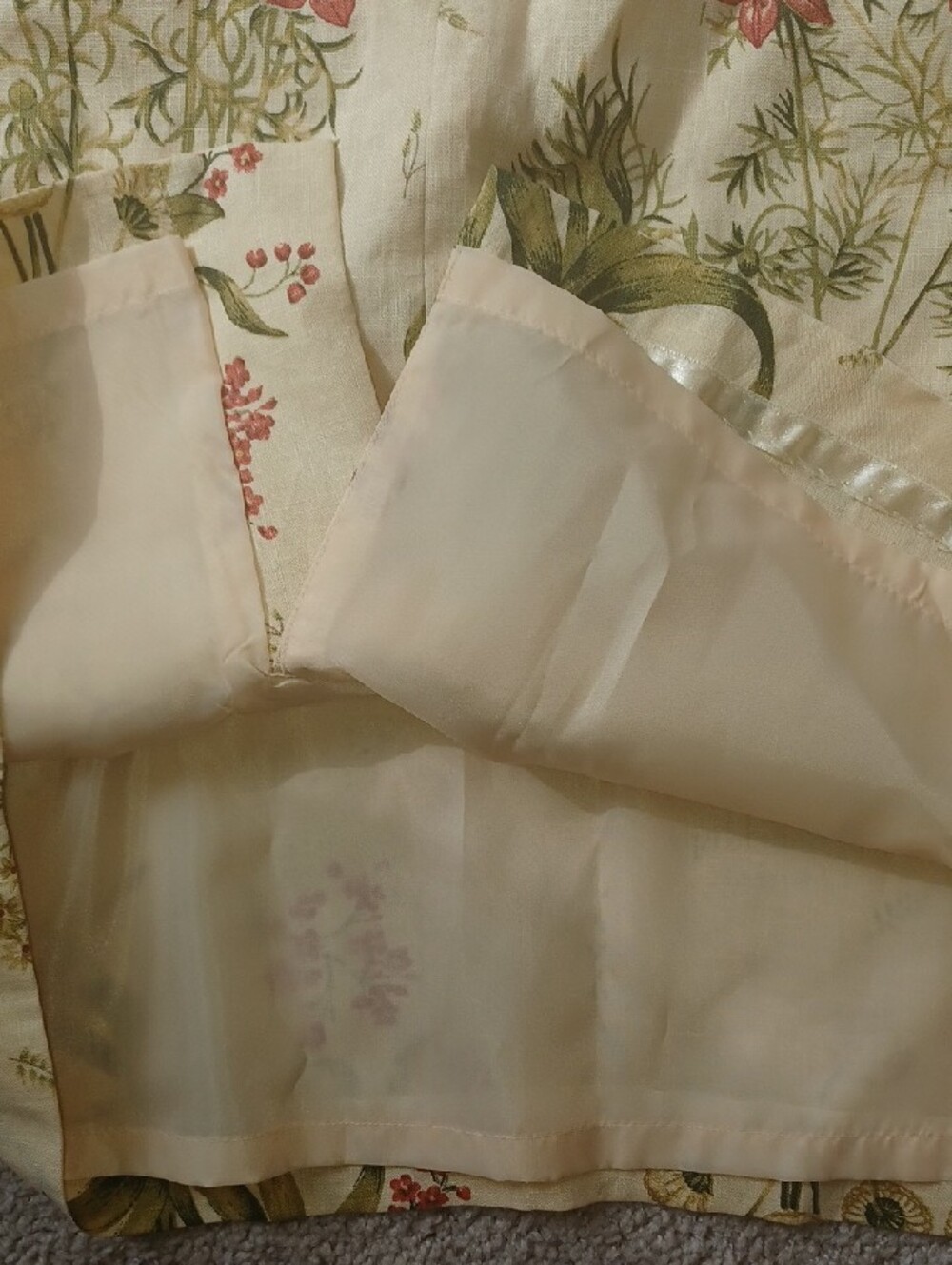 Silk Club Collection 100% Linen Floral Botanical Print Cream Pencil Skirt Sz 14 - Picture 8 of 10